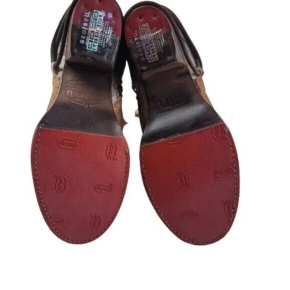 Bed Stu Blaire Leather Ankle Booties Women's 6.5 Tan Rustic Lace-Back Boots - Picture 9 of 11